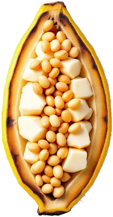 Przecięty owoc kakaowca