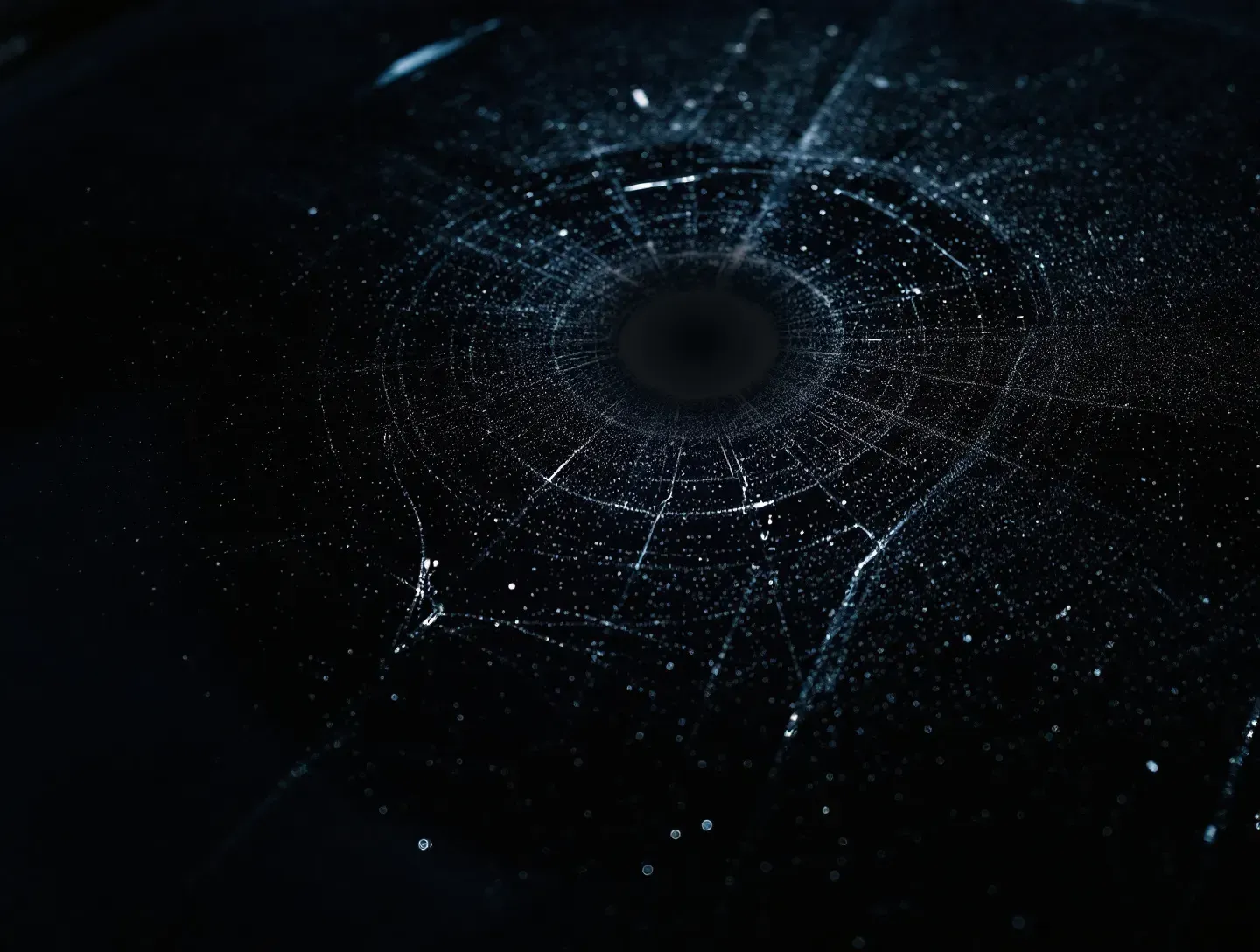 Ten sam lakier przed korektą: hologramy, rysy i pajęczyna mikrozarysowań wokół światła