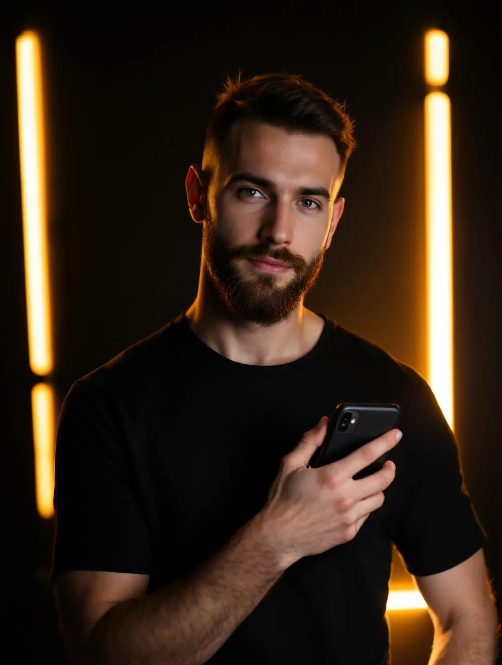 Adam Wrona, fotograf i mentor kursu, z telefonem w dłoni