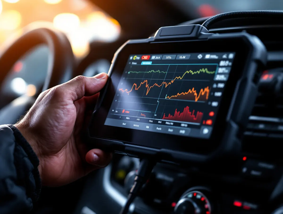 Tester diagnostyczny podłączony do gniazda OBD w aucie