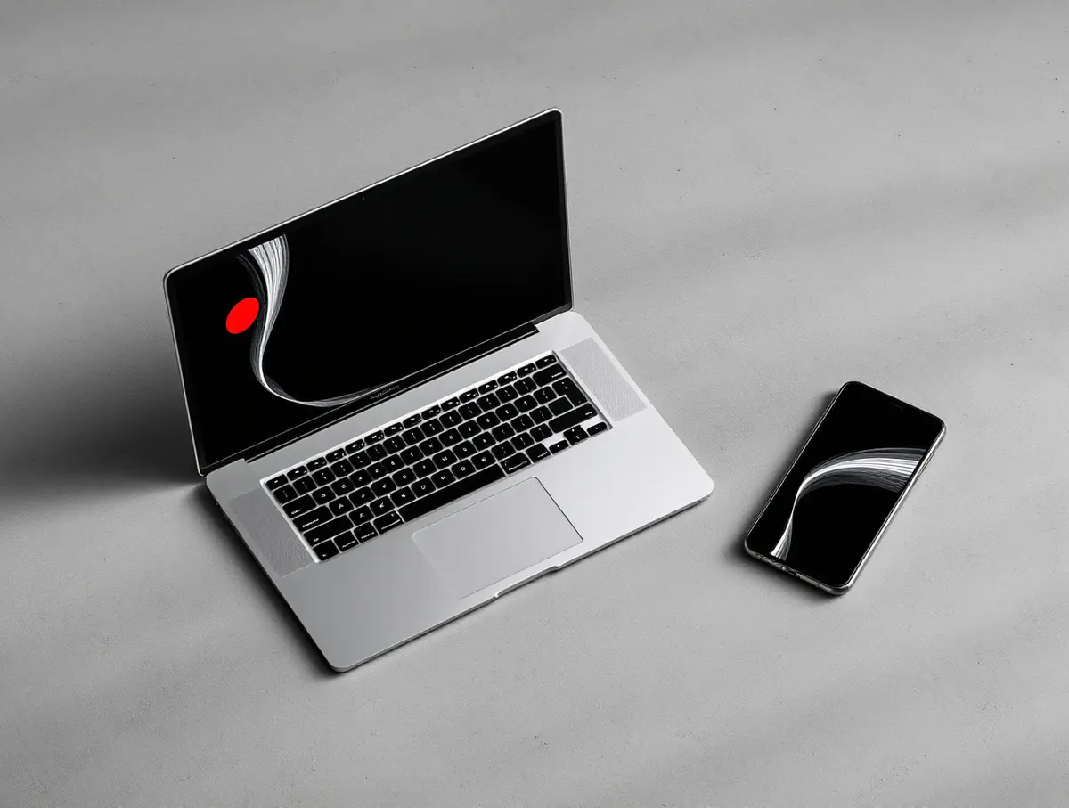 Laptop i smartfon z projektem strony Lumen Finance